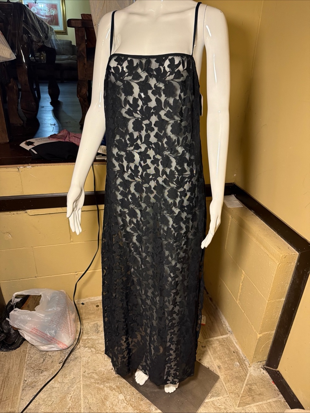 Auden Black Lace Maxi Slip Skirt